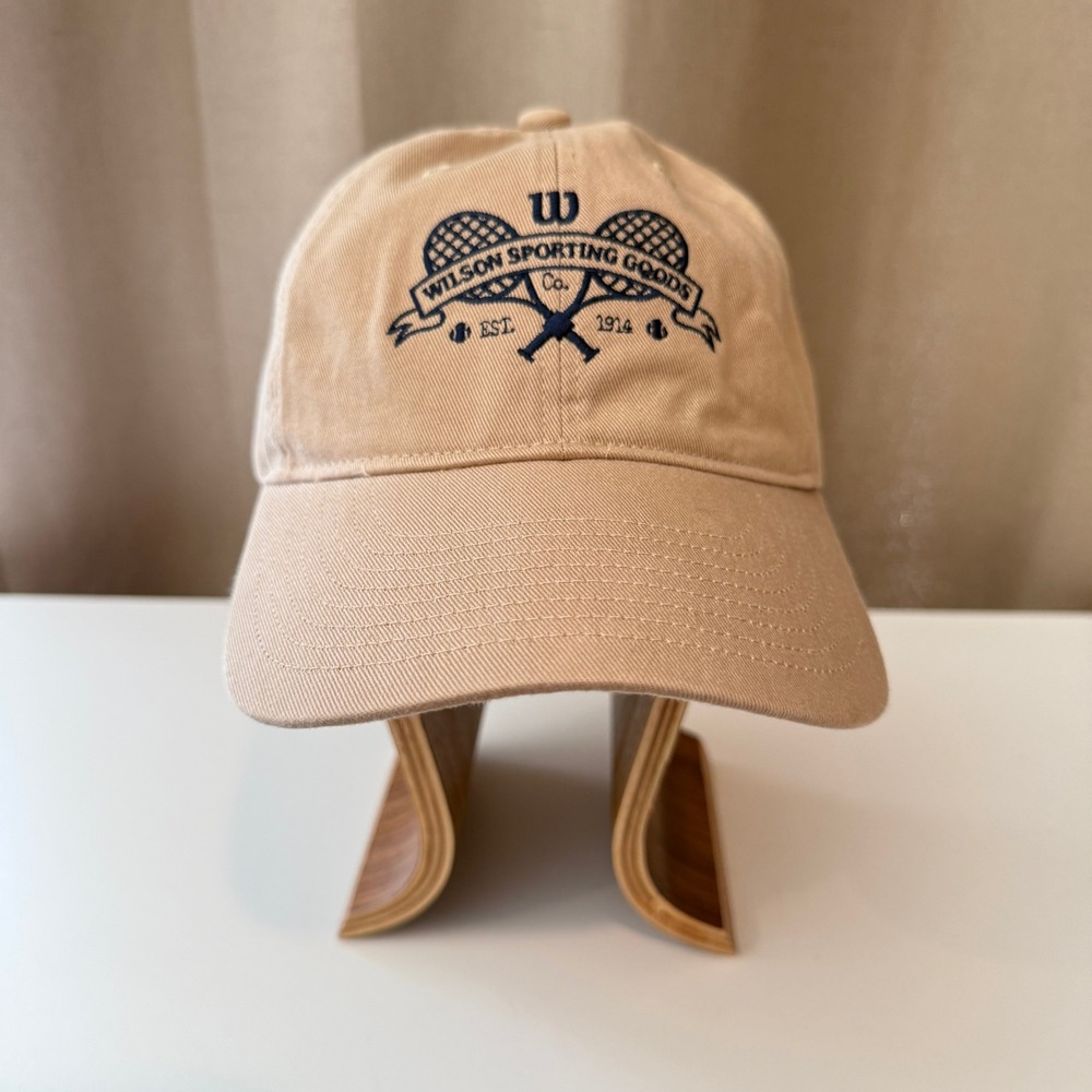 Wilson Sporting Goods Tennis Heritage Dad Hat Khaki Tan Embroidered Cap S/M